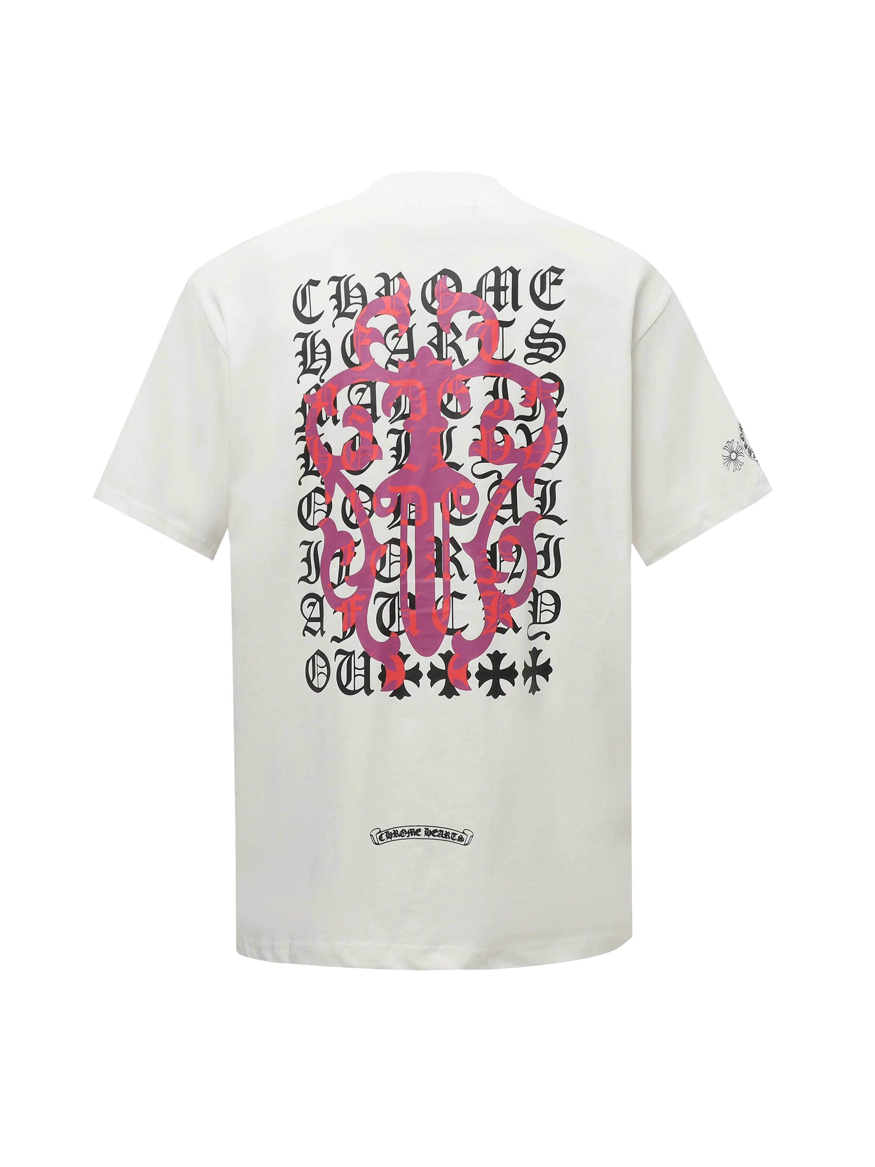 🅿️170 Chrome hearte/Chrome heart ch 25ss early spring new Sanskrit printed short-sleeved T-shirt. A must-have item for daily commuting for men and women in light luxury. The correct version is welcome to compare. Detailed features: ·280 grams of 100% pure cotton double yarn jersey fabric. ·Custom-dyed in the same vat with special thickened 32 counts of double-strand 1x1 thread. ·Double-needle cross-stitch technology. ·Original main mark washed hangtag. Color: black white. Size: XS-L